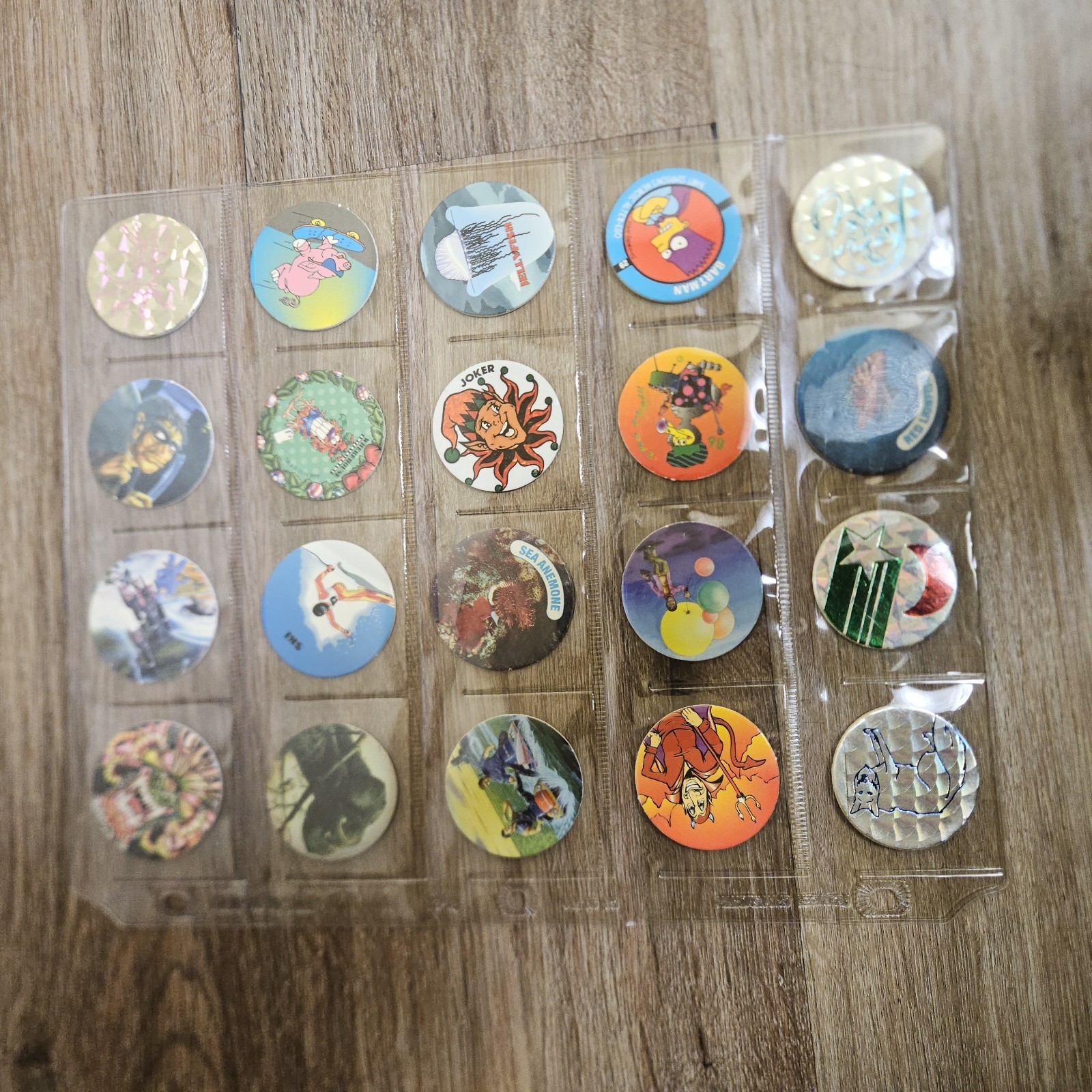 Vintage 1990s Mix Lot of 150 Pogs and 1 Metal Slammers Plus Binder Sleeves