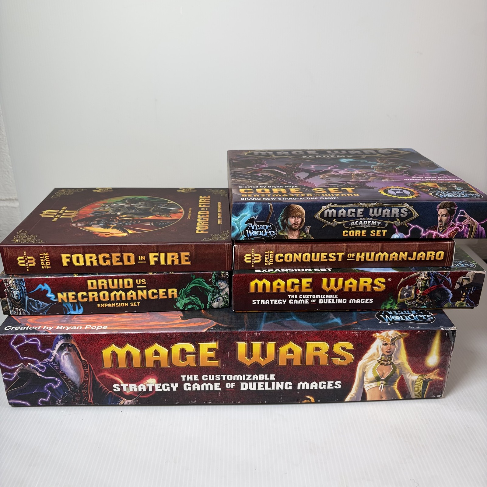 Mage Wars Academy Core Set & Expansions Lot Forged in Fire, Druid vs Necro &More