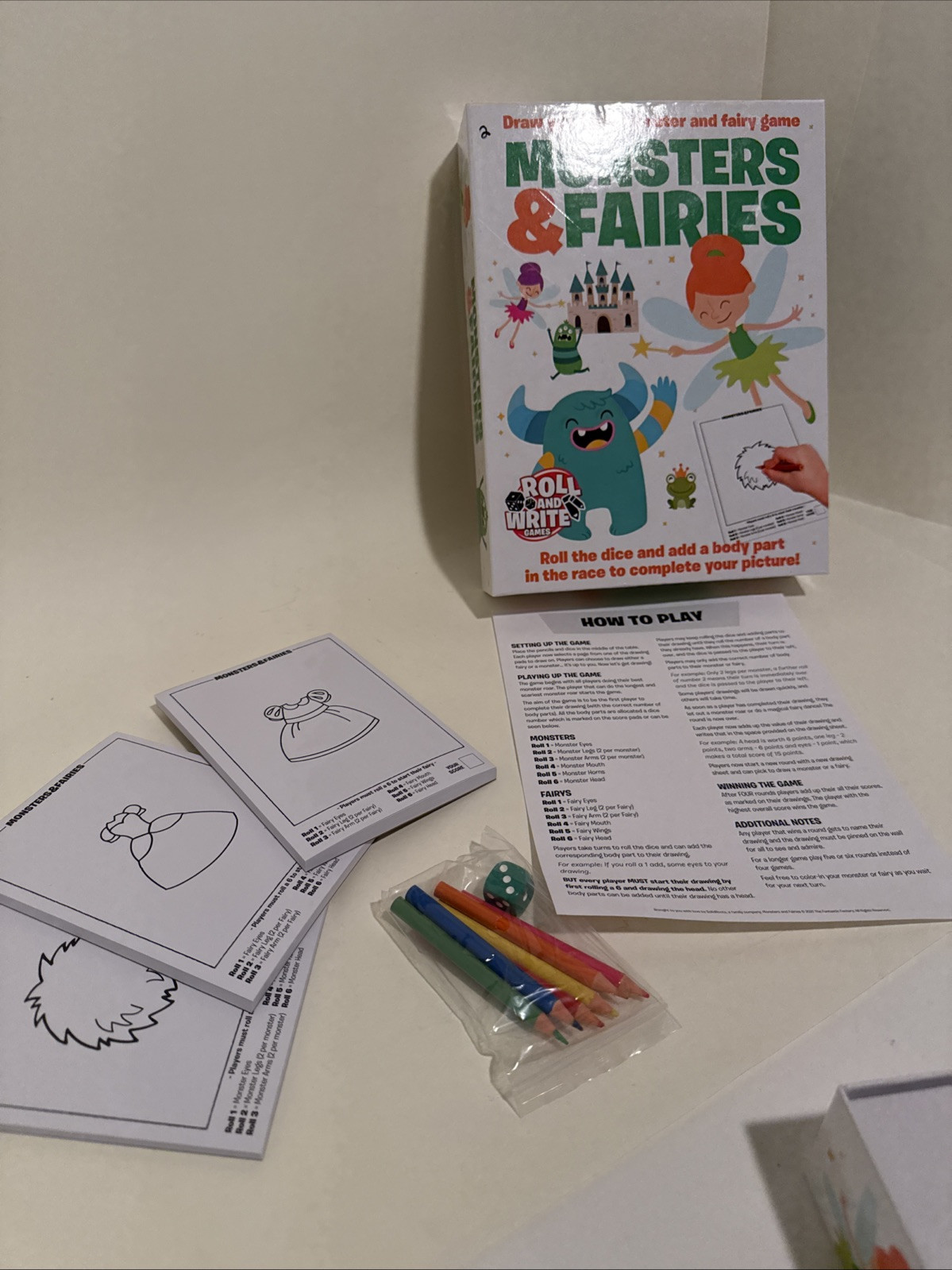 Monsters & Fairies Draw Your Own COMPLETE 100%; Roll & Write Game