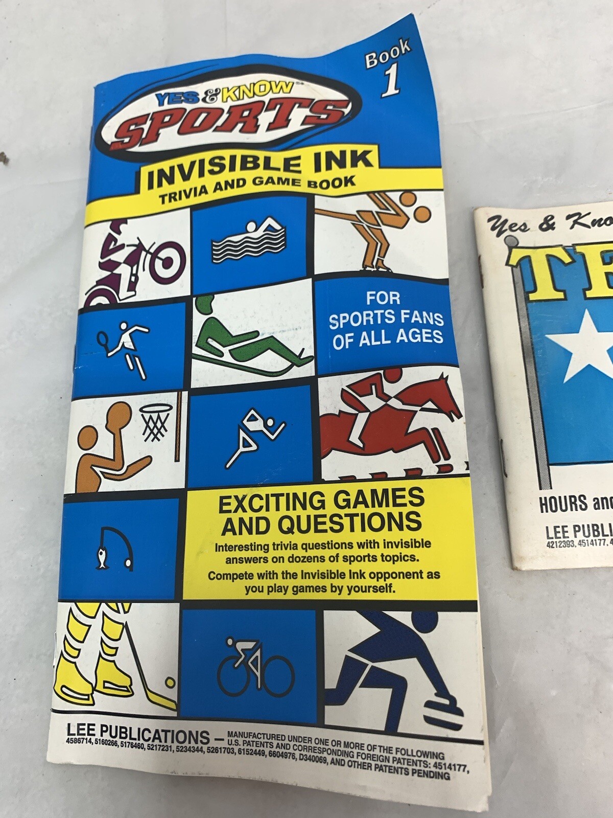 yes and know invisible ink booksand Sports Trivia Game book