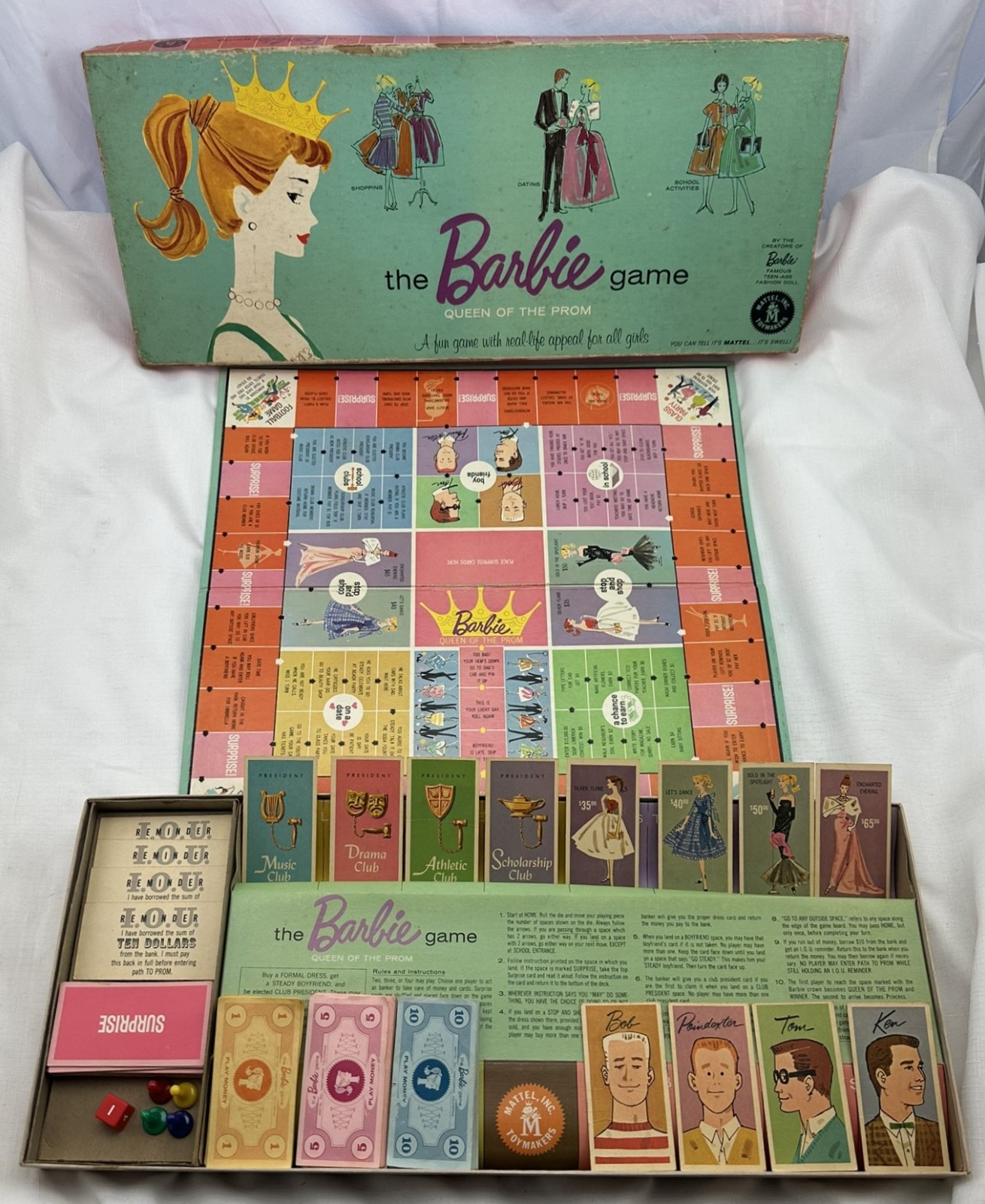 1960 Barbie Queen of the Prom Game by Mattel Complete in Good Cond FREE SHIPPING