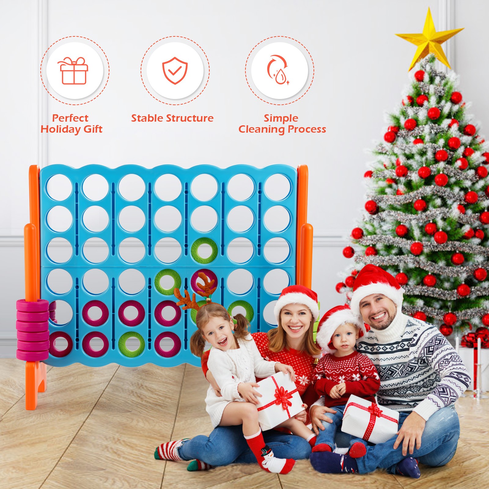 Jumbo 4-to-Score 4 in A Row Giant Game Set Indoor Outdoor Kids Adults Family Fun