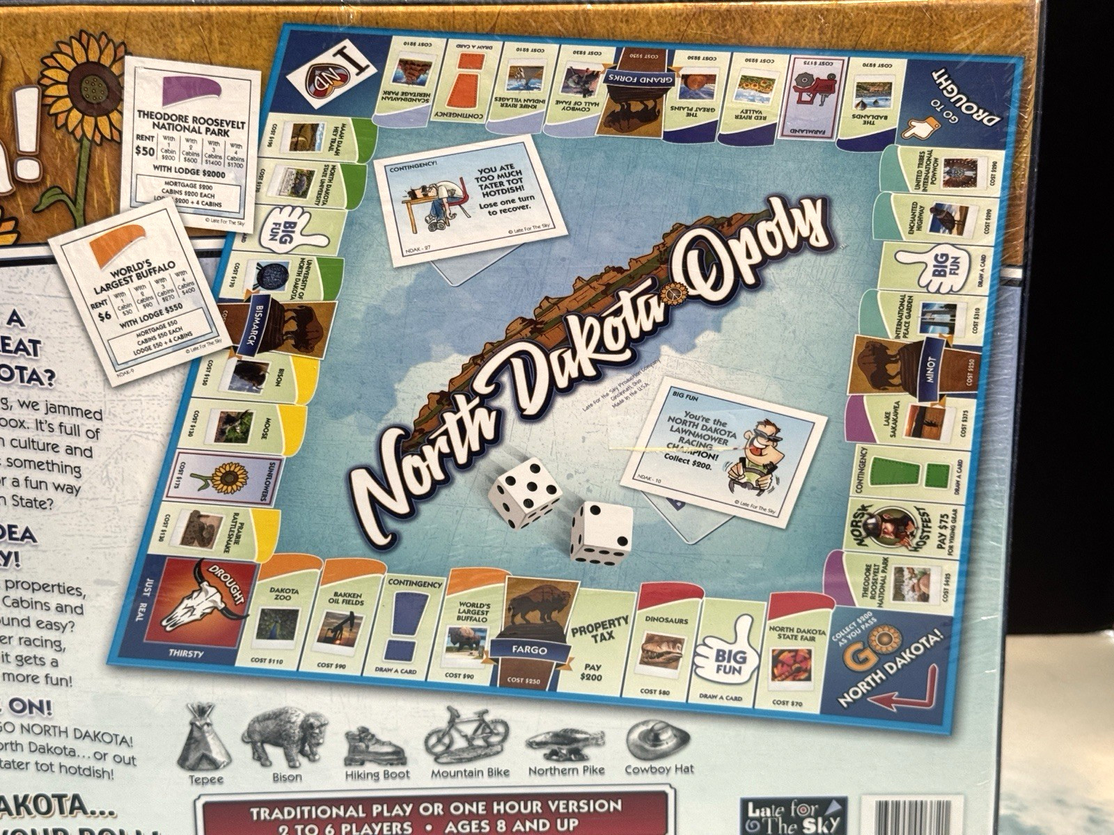 North Dakota-Opoly Monopoly style board Game Celebrating Peace Garden State NEW