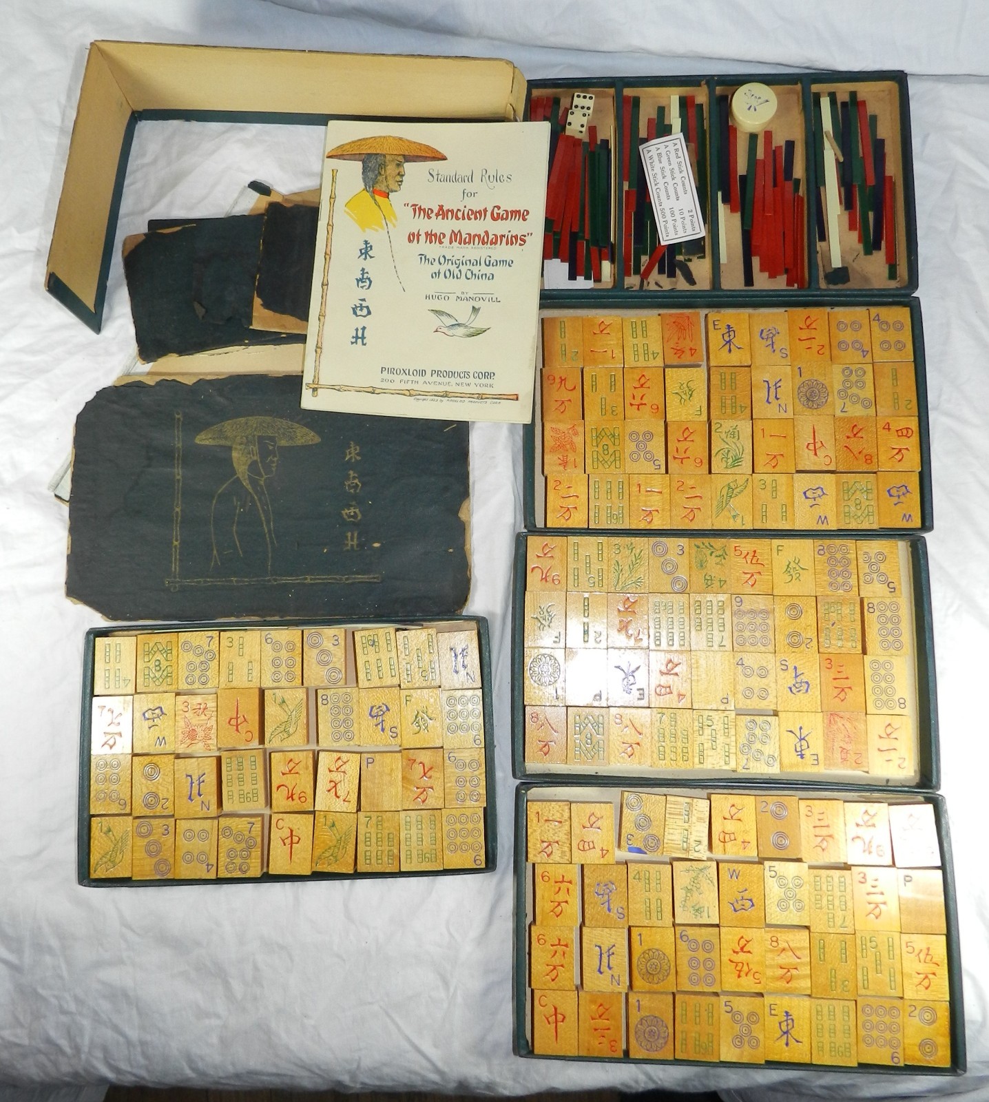 Vintage 1923 Piroxloid Products Game of Mandarins – Early Mah Jong Game