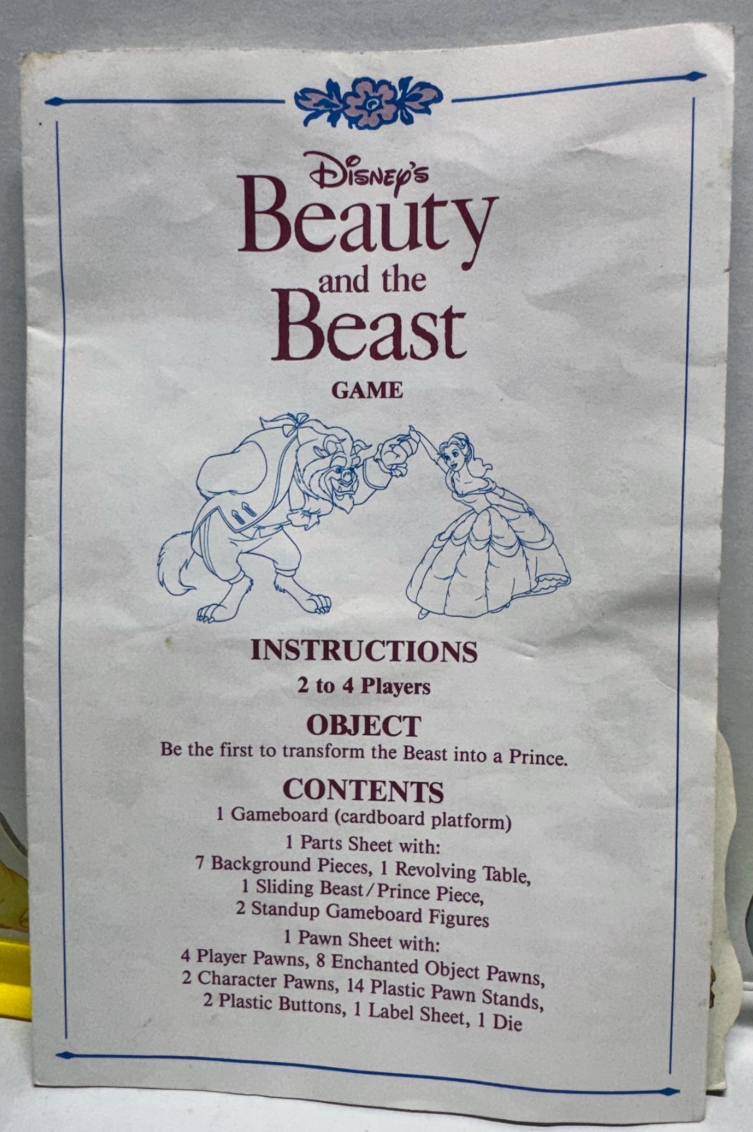 Vintage 1991 Disney Beauty and the Beast 3-D Board Game Milton Bradley #4204 MB