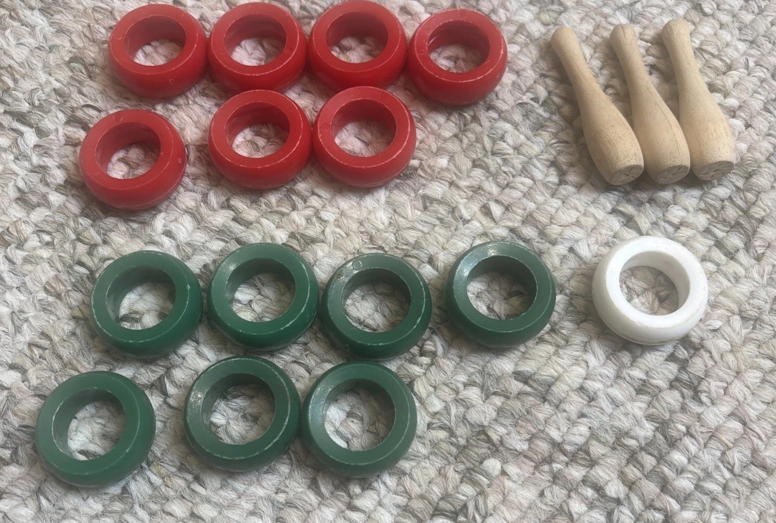 Vintage Merdel Carrom Pieces Lot Of 18. Red, Green, White Retro Board Game