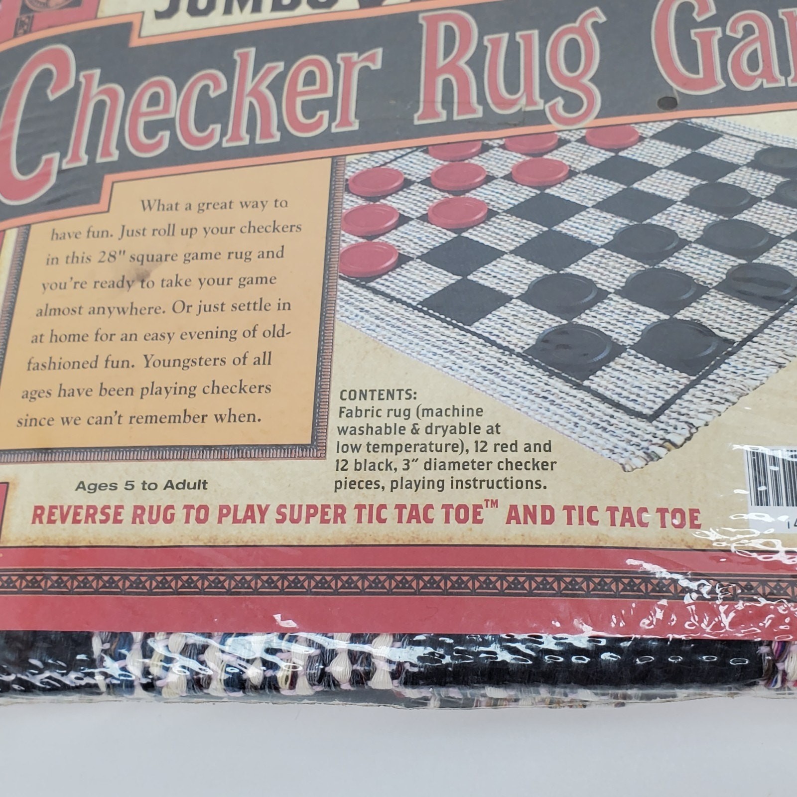 NIP Jumbo Checker Rug Game Play Set 3- In-1 24 Checkers Pieces Size 28″x28″