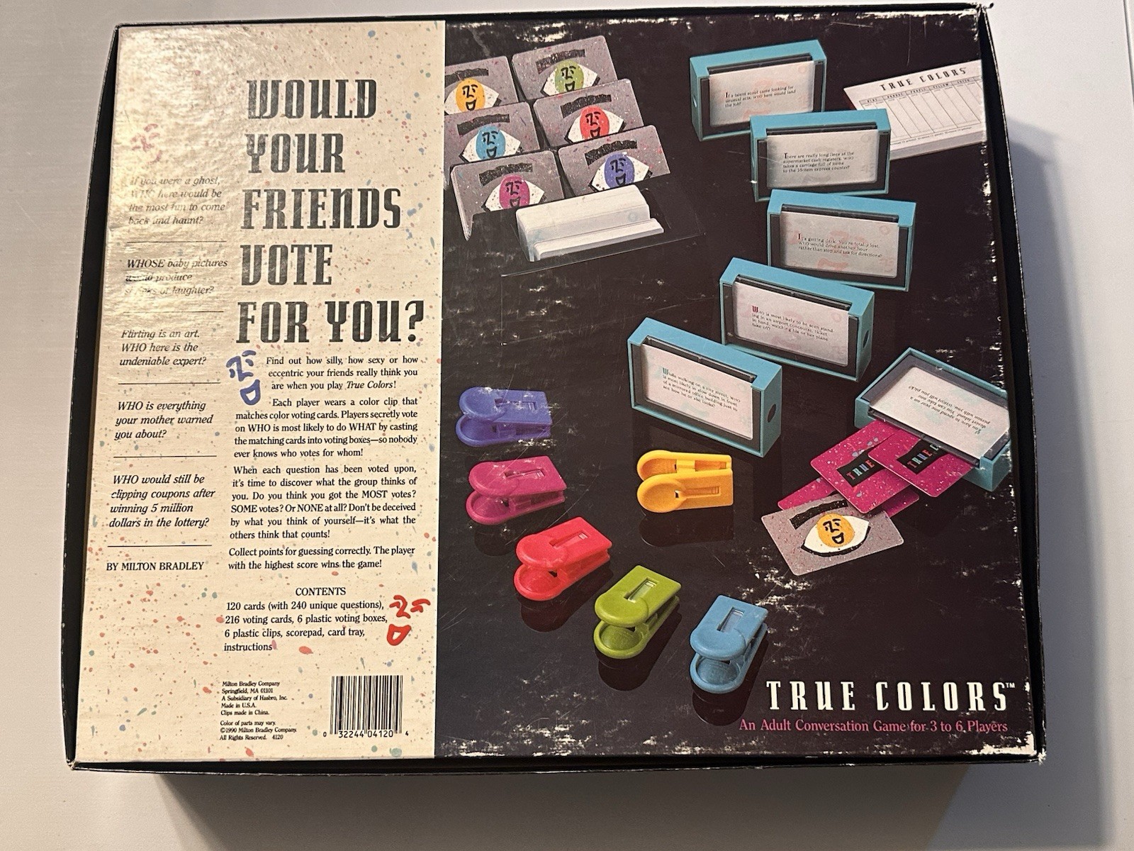 True Colors Vintage Board Game Milton Bradley 1990 Fun Adult Conversation