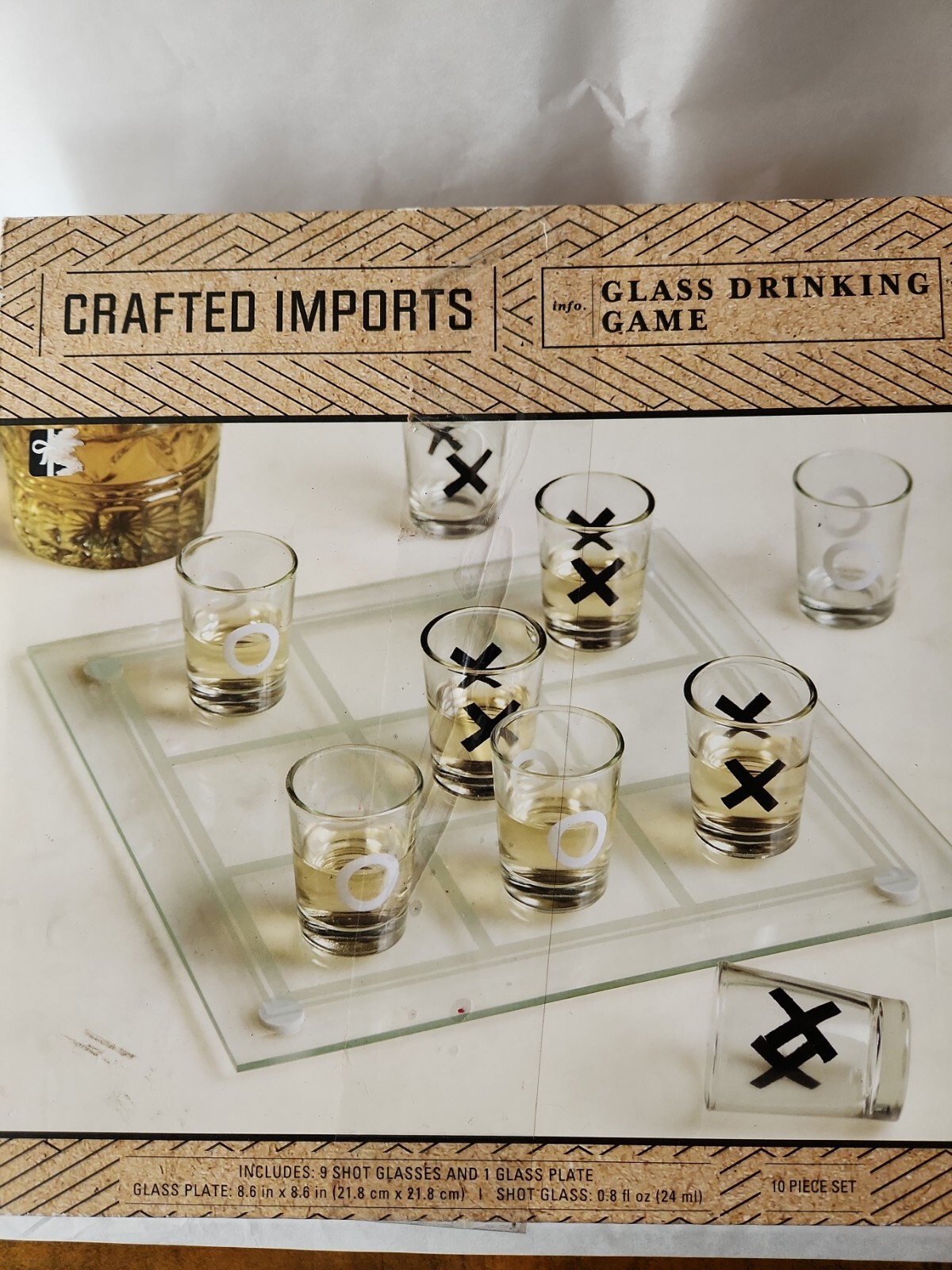 Party Drinking Game Tic Tac Toe – 9 Shotglasses Glass Board 21+ Adult