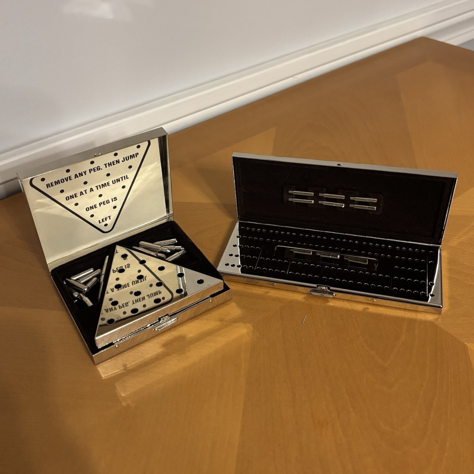 Towle Silver Mini Travel Games Cribbage & 15 Peg Triangle Solitaire NEW & RARE