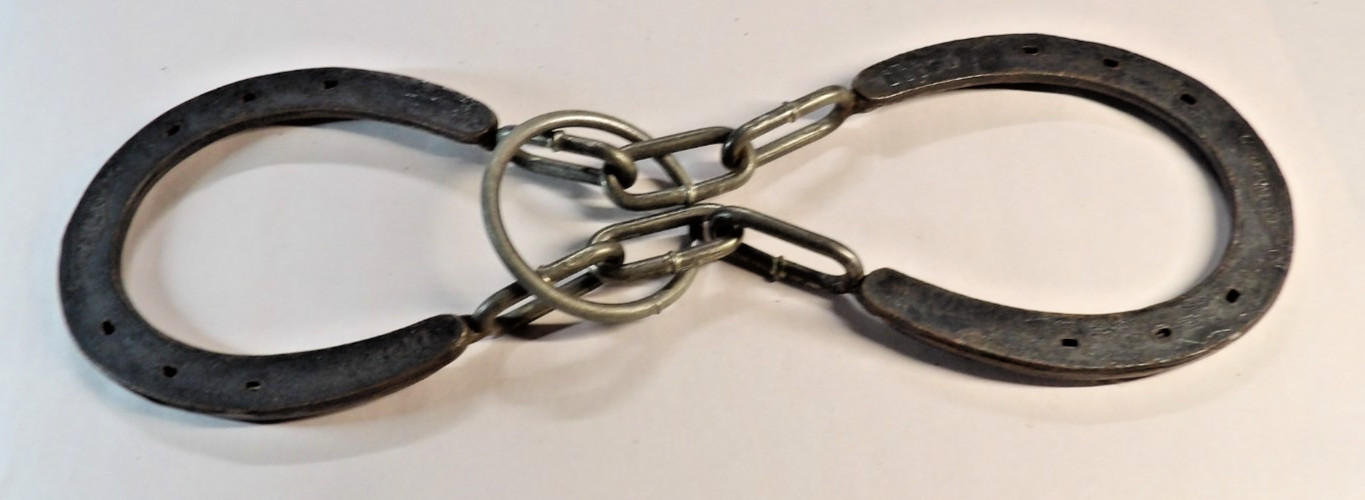 Vintage Hot Forged Horseshoe Ring Puzzle Game, Brain Teaser
