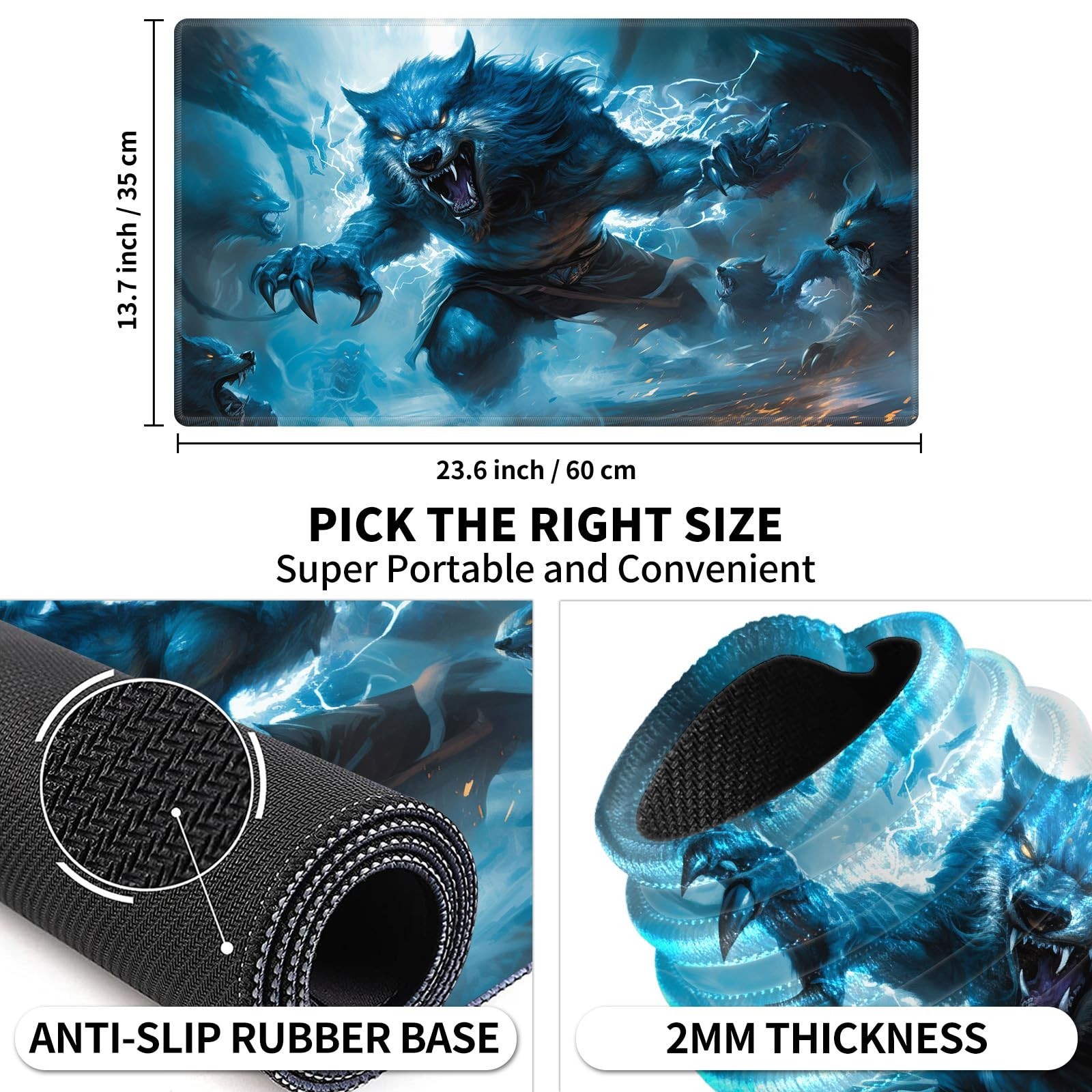 Playmat 24″ x 14″ Game Mats Tabletop Magic for MTG Cards, Trading Card Game P…