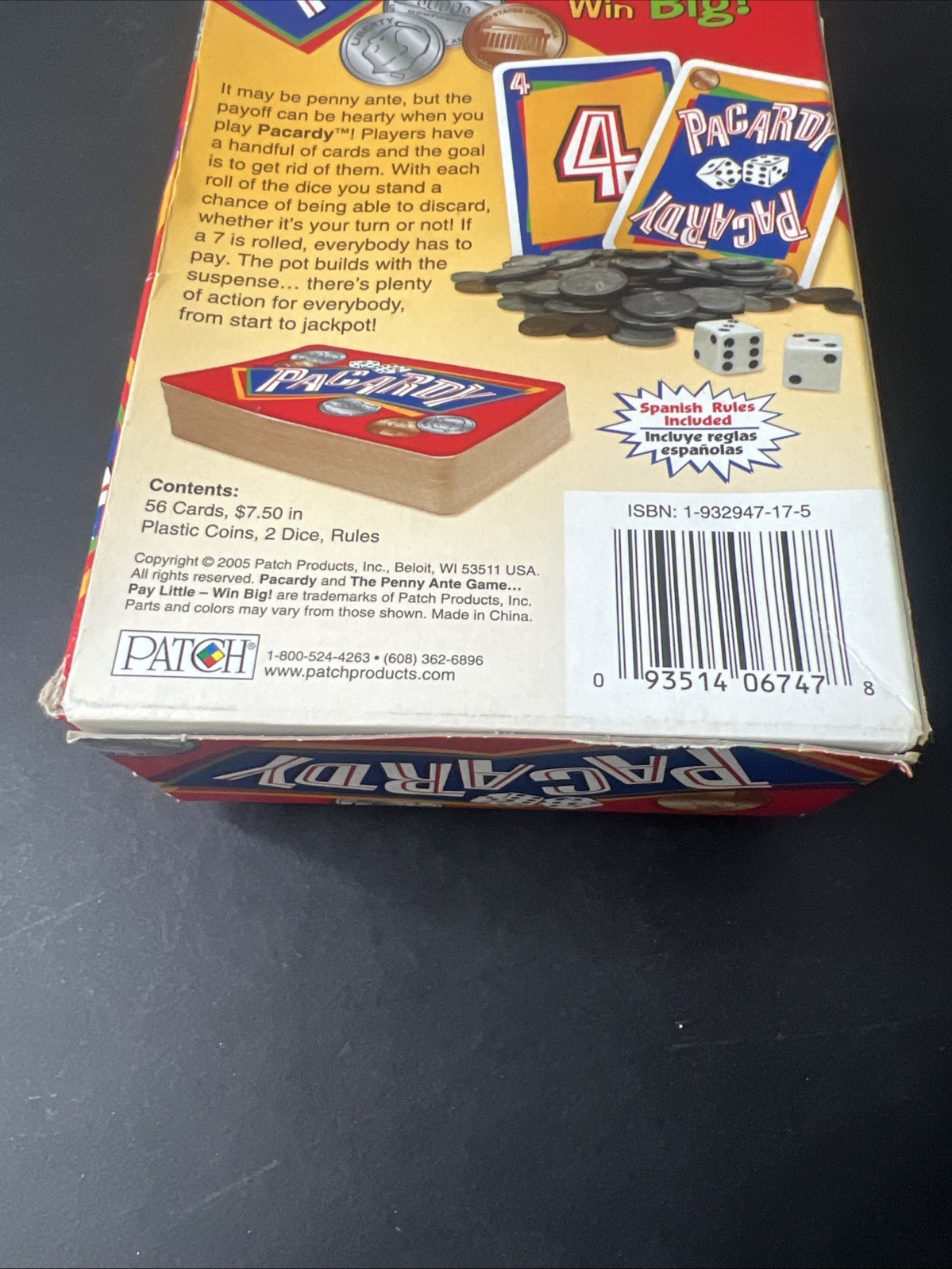 Pacardy Cards and Dice Game Patch Products 2005 Brand New Sealed