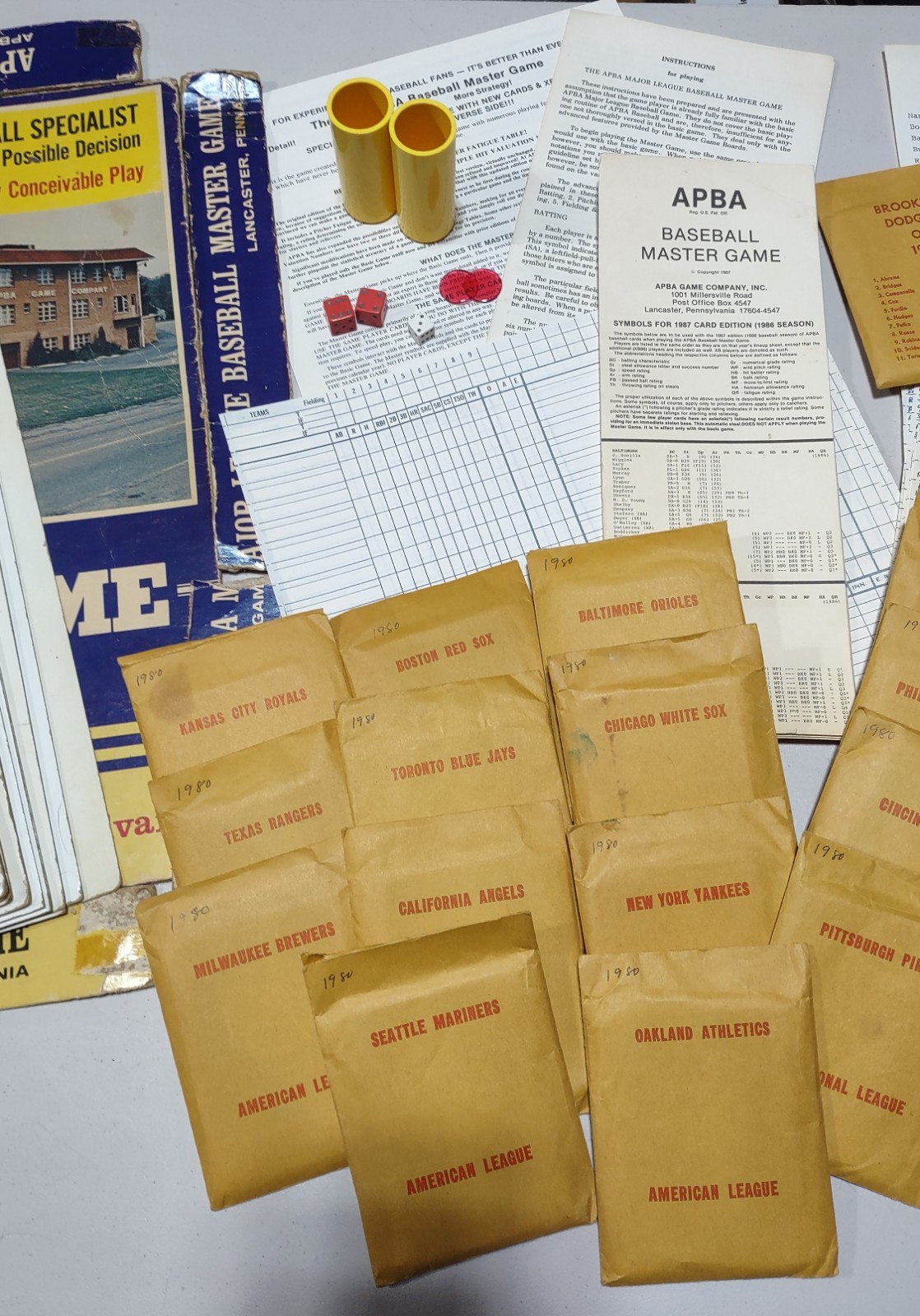 APBA Baseball Game Major League Baseball with Box