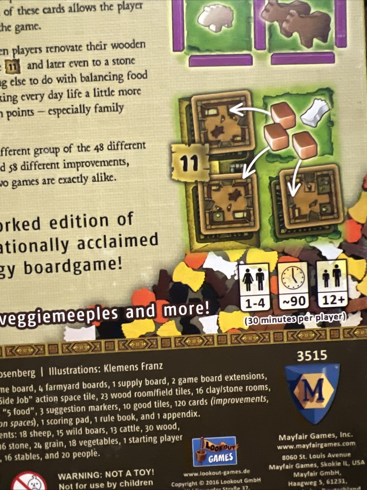 Agricola Board Game 3515 2016 Mayfair Games Complete Excellent Used 2016