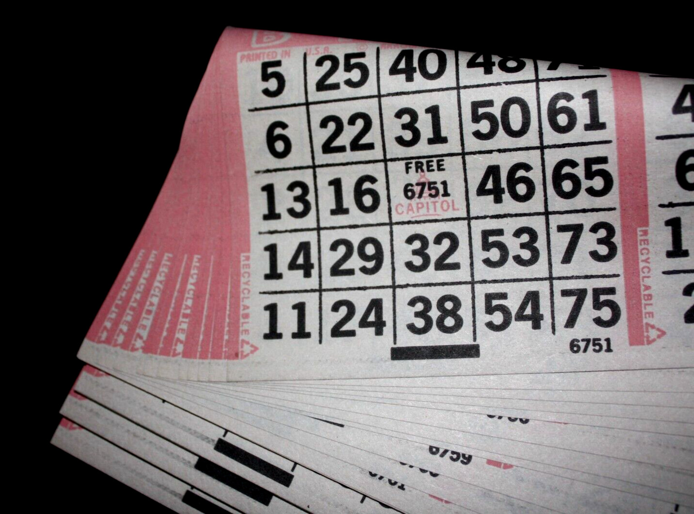 BINGO PAPER Cards Sheets 3 on 1 Pink Border Horizonal – 100 sheets