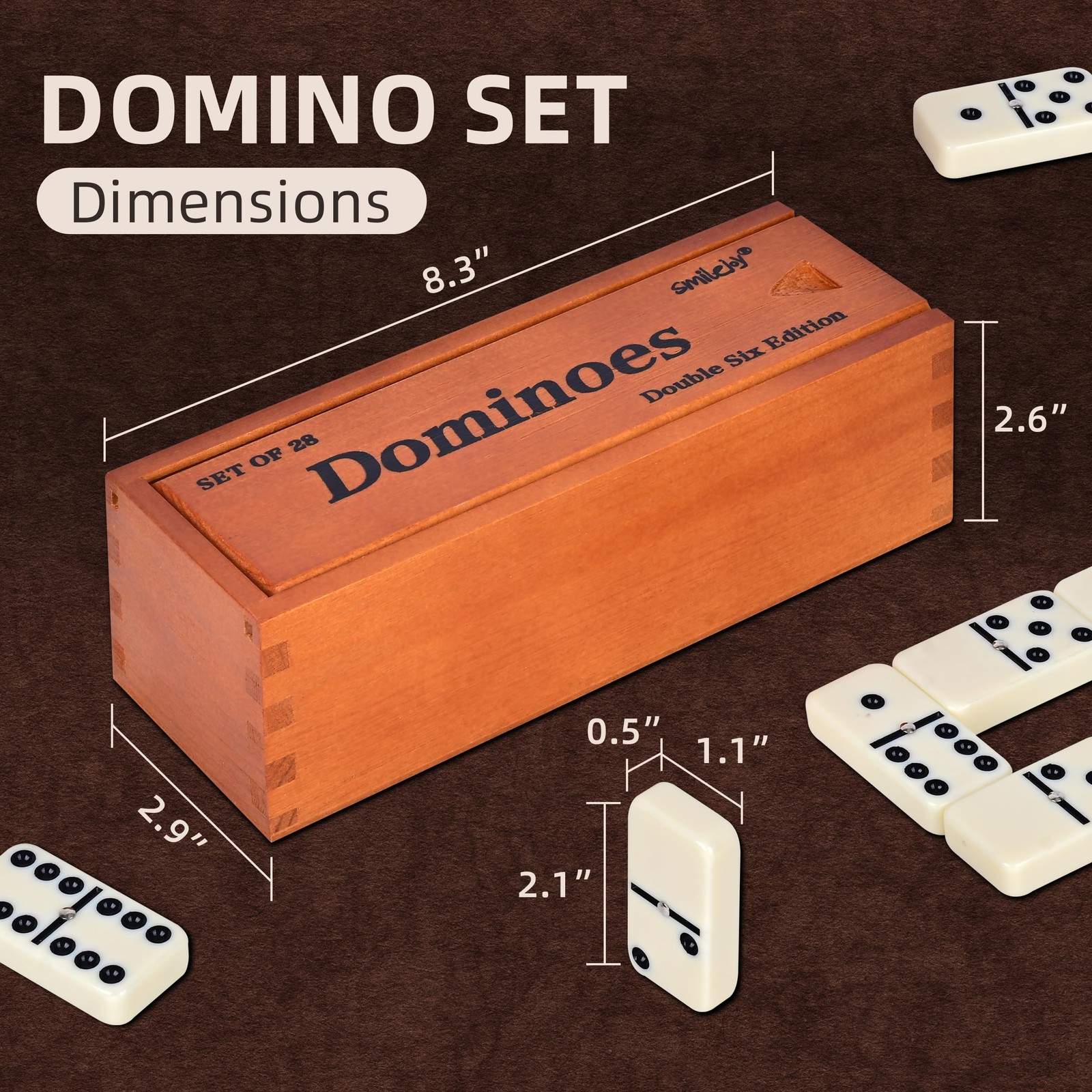 Dominos Set for Adults -Jumbo Size Dominoes Double Six Edition- Classic Board