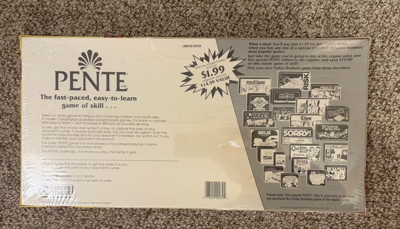 Vintage PENTE (SPECIAL EDITION) Board Game Parker Brothers Game~ Sealed Unopened