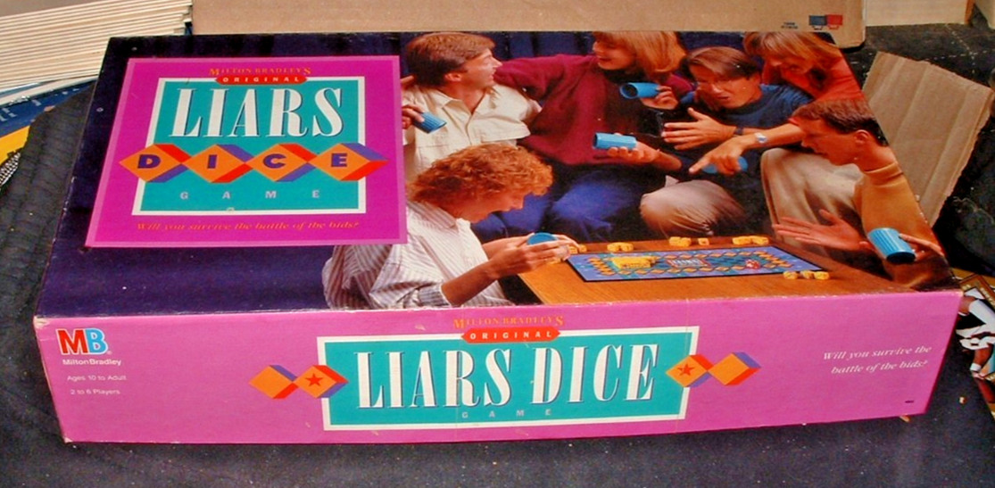 Vintage Milton Bradley Original Liar’s Dice Board 1987 Game – Complete Set