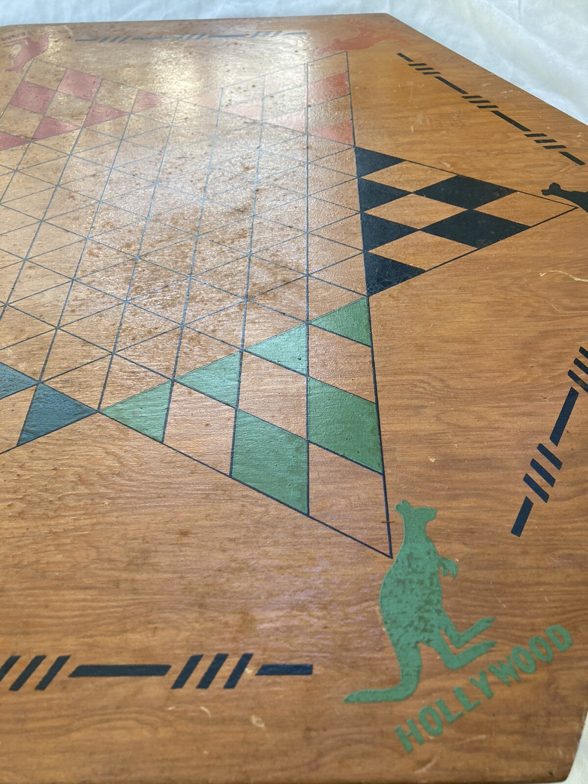 RARE VTG 1937 Large Chinese Checkers Wood Board Wall Art by Kontinental Kangaroo