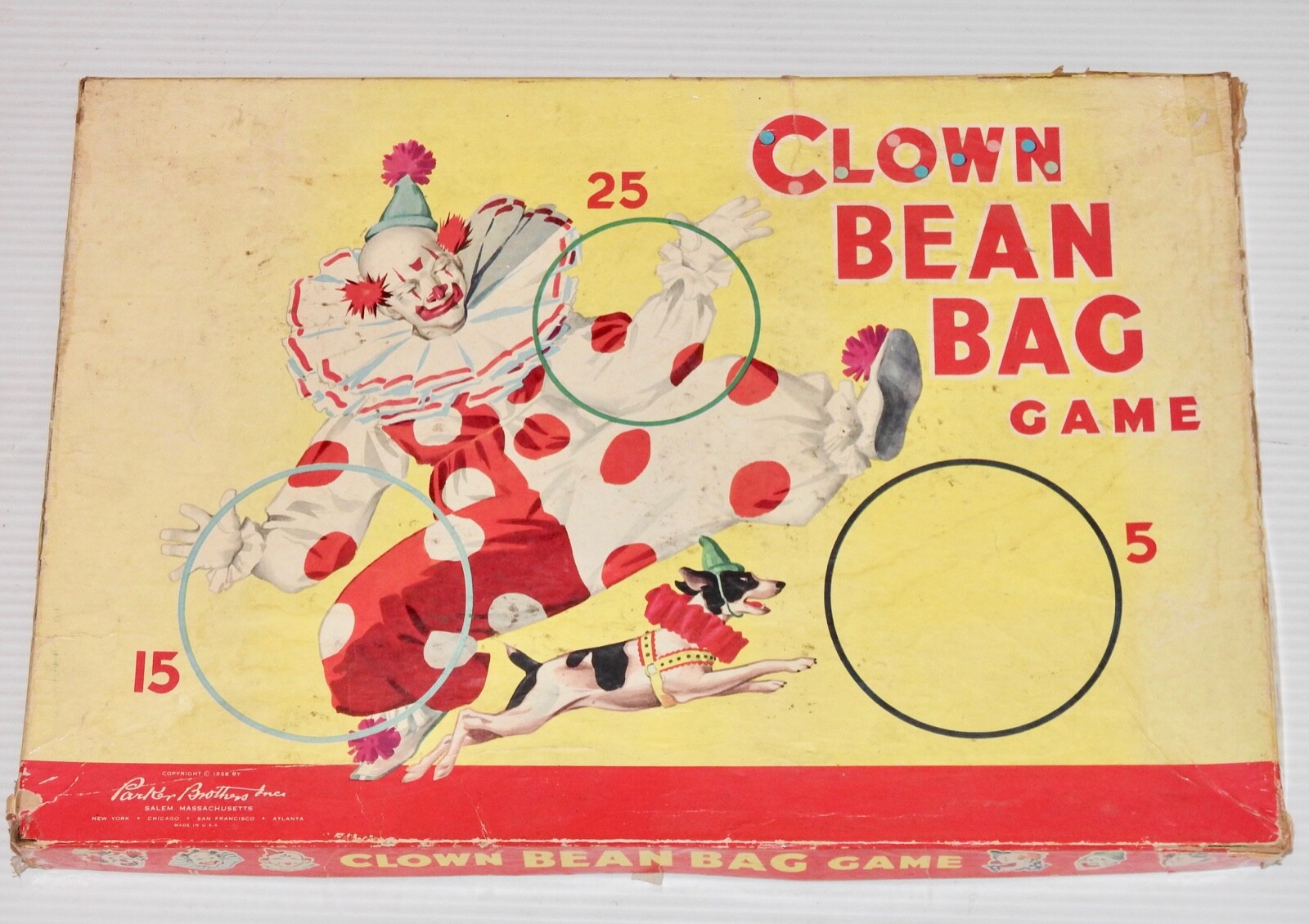 1958 Vintage Clown Bean Bag Toss Game Parker Brothers Complete, original bags