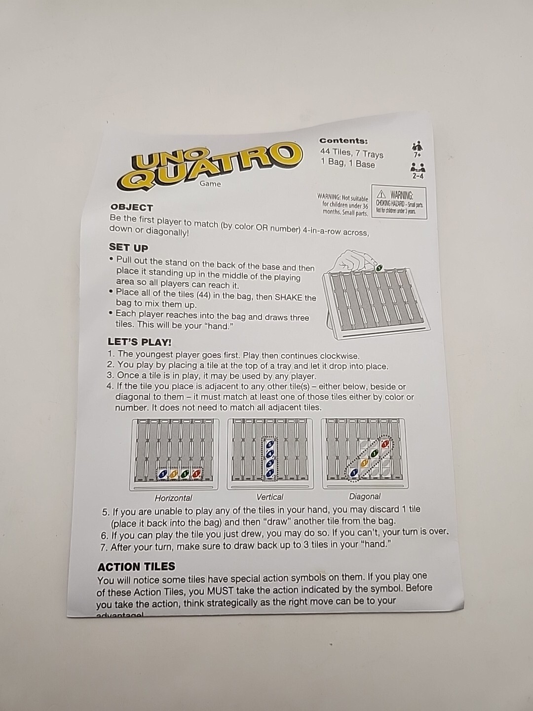 Uno Quatro Game Drop & Swap Family Party Game Board Games Toy Age 7+
