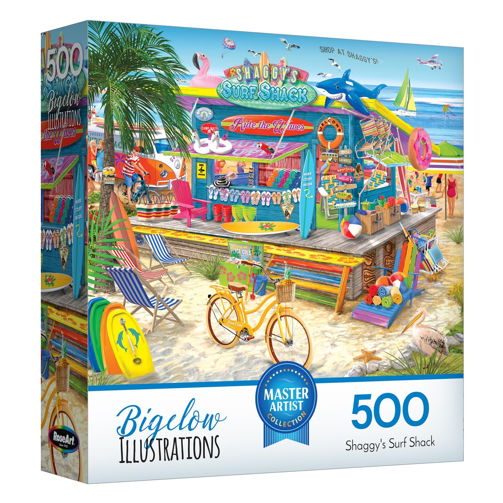 Jigsaw Puzzle 500 Piece Shaggy s Surf Shack 18 x 24 RoseArt Chris Bigelow Ocean