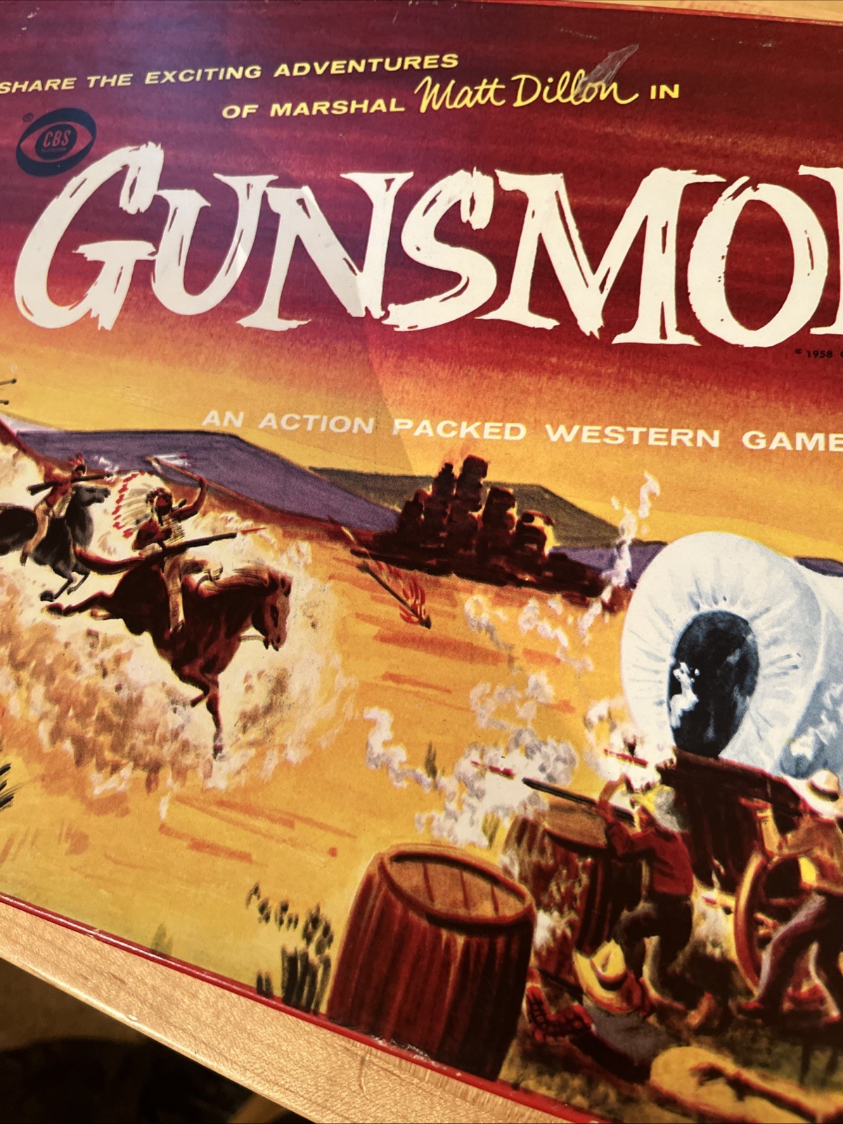 NOS NEVER PLAYED 1958 LOWELL Gunsmoke Boardgame James Arness Marshal Matt Dillon