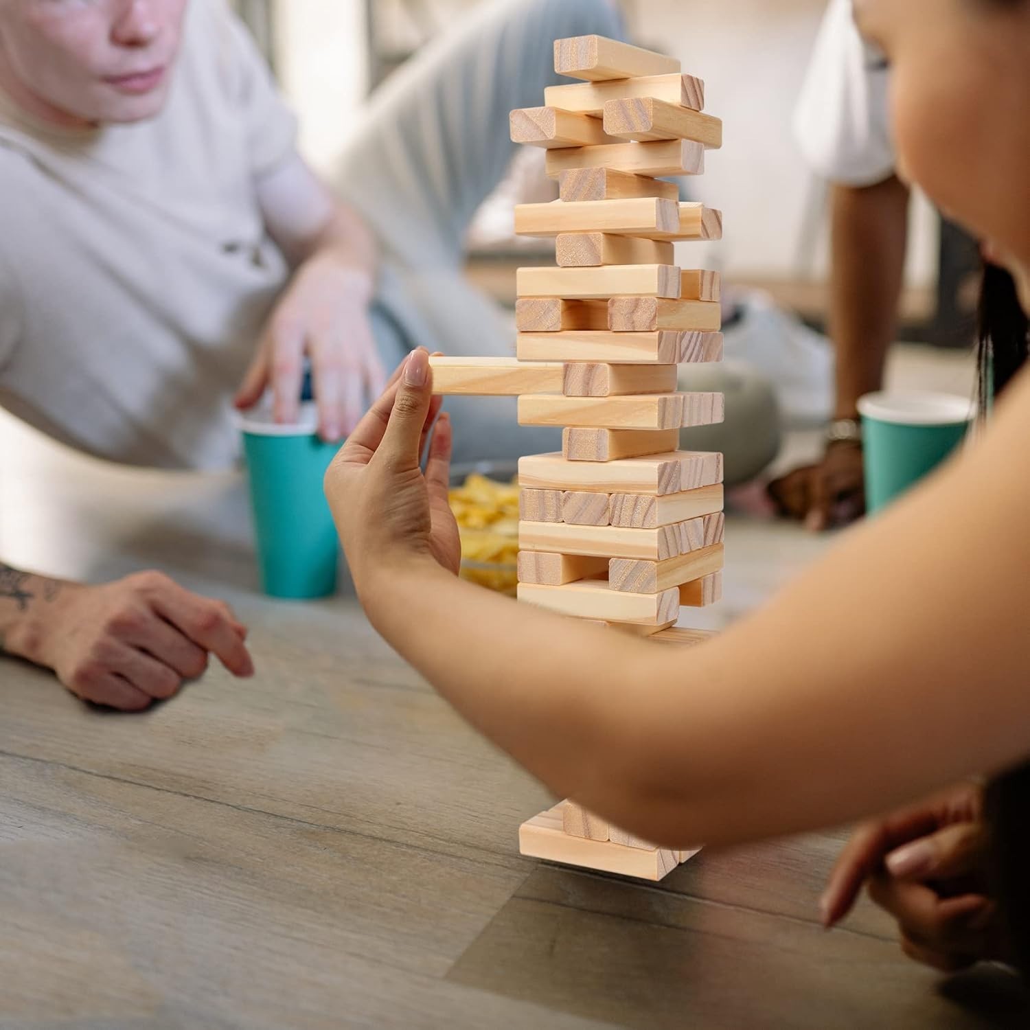 54pcs Wooden Stacking Game: Fun, Safe Family Game Night Essential