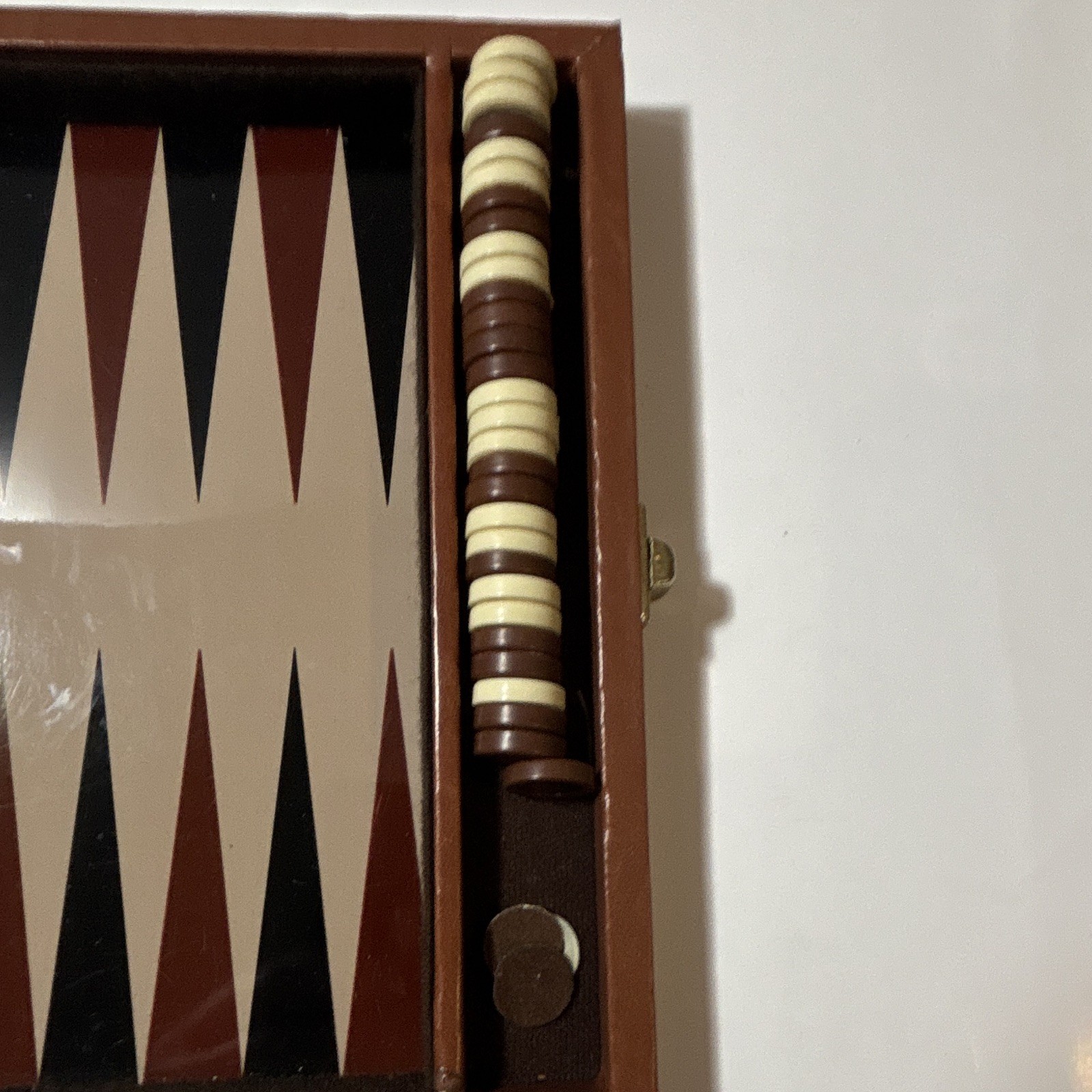 Wooden Backgammon Board Game Set Folding Case 2-Player – Faux Leather