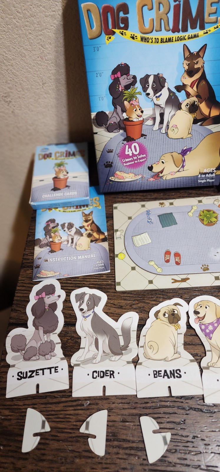 Dog Crimes Board Game, Complete Set, Logic Game, Single Player, Thinkfun Ages 8+