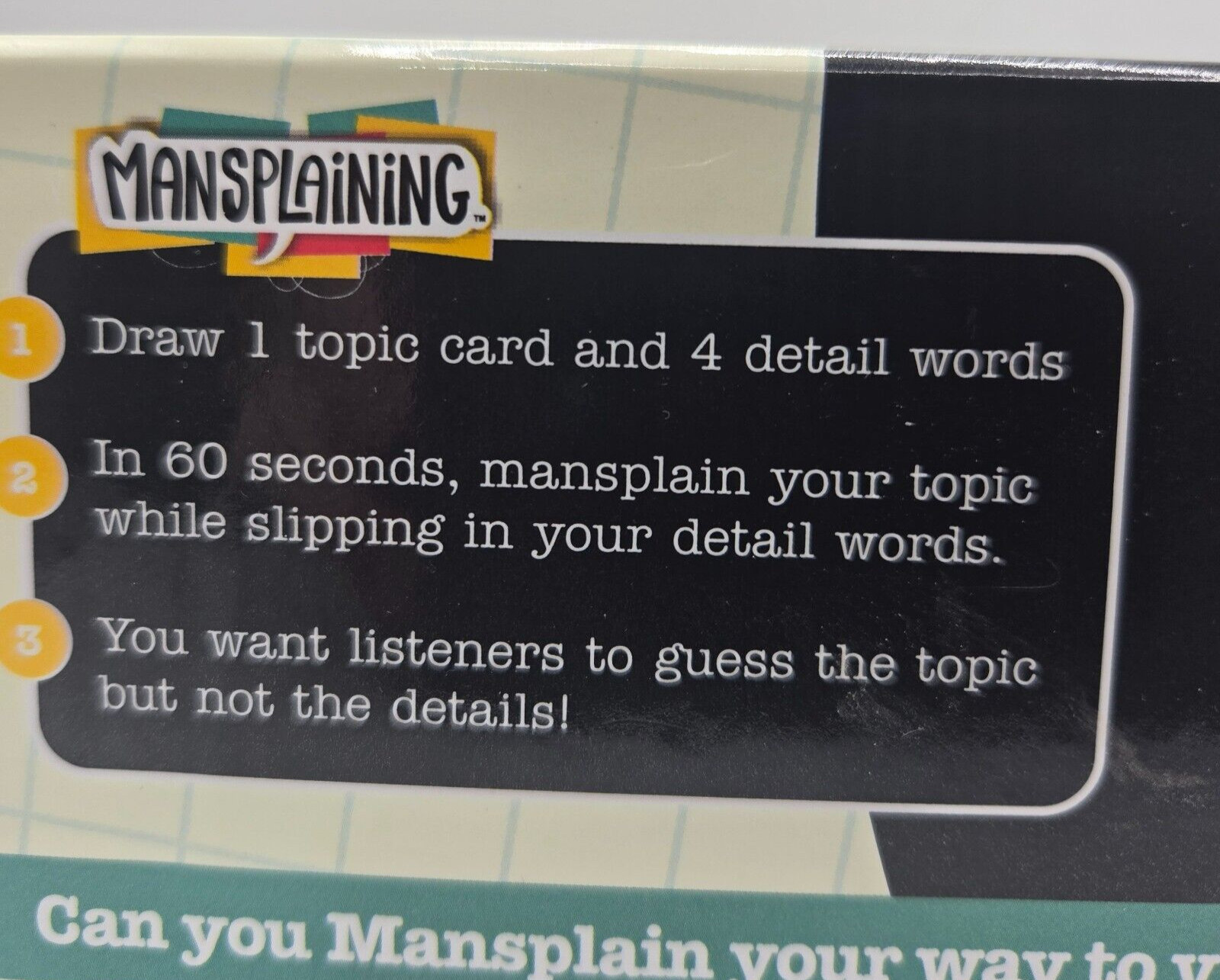 Mansplaining Party Game – Breaking Games – Signed by Co-Creator Mondo Davis CIB