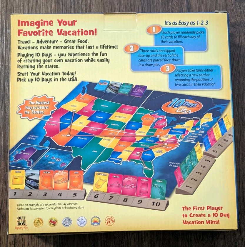 10 Days In The USA Board Game by University Games Family Game Ages 8+