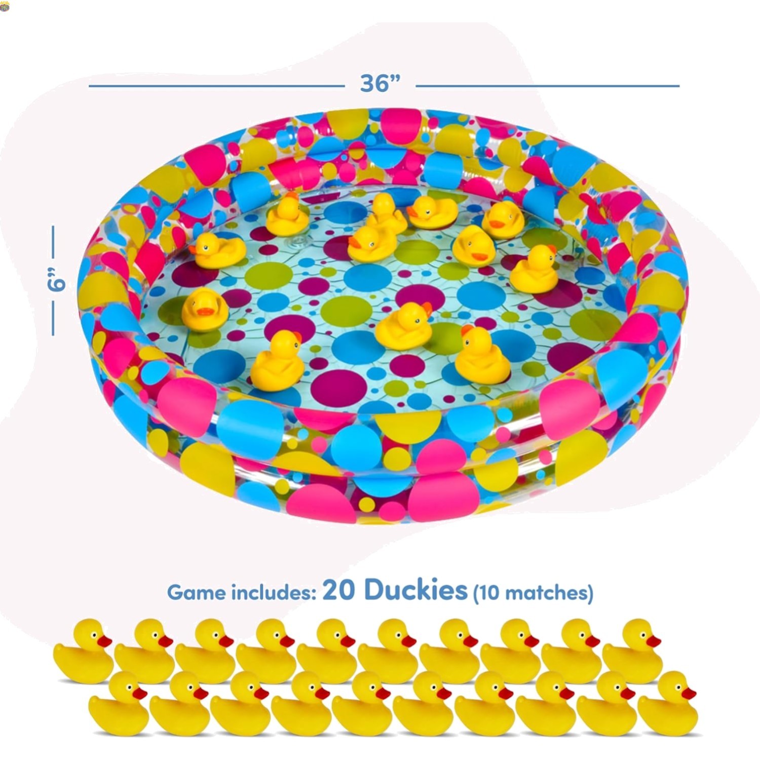 Bright Yellow Duck Pond Carnival Game for Kids – 36″ Inflatable Pool Set