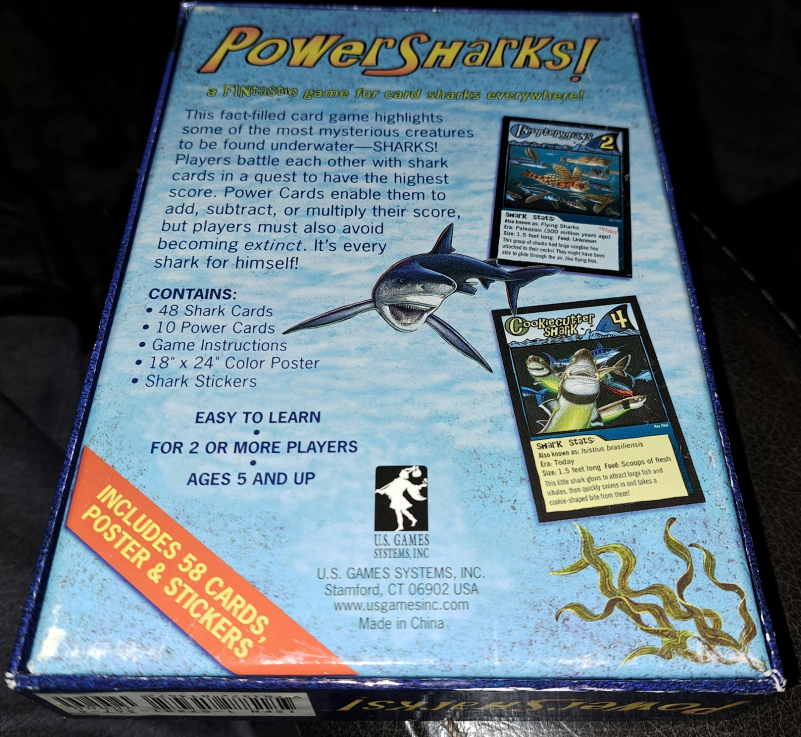 Powersharks! Card Game – US Games Systems Complete With Stickers and Poster