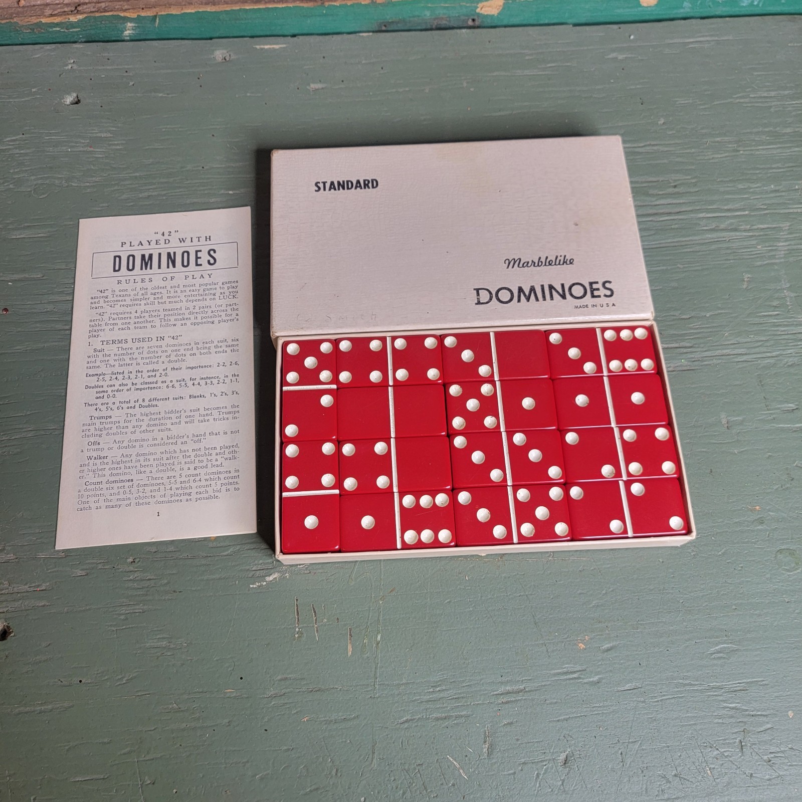 Vintage PUREMCO 616 RED MARBLELIKE DOMINOES Great Condition Waco,TX