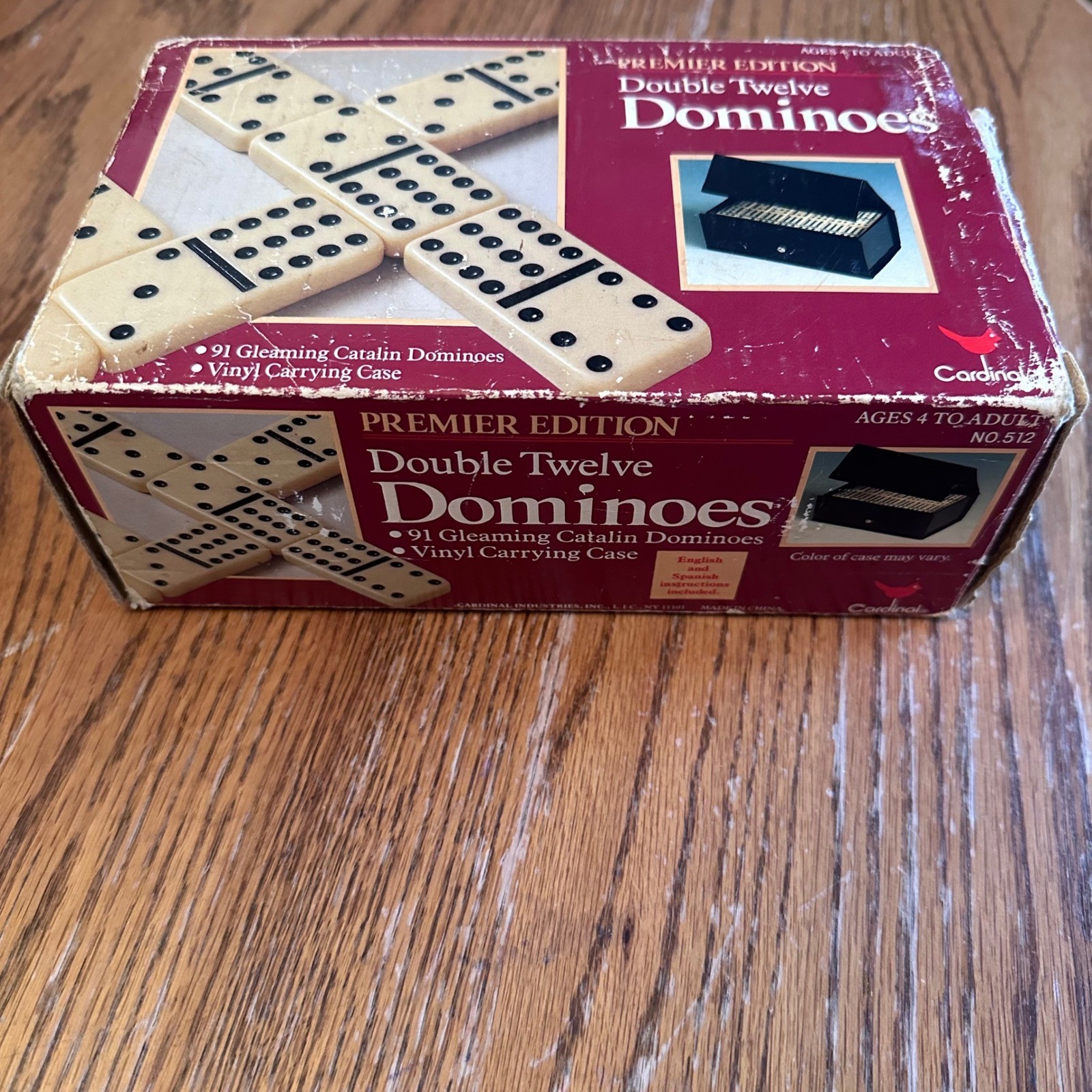 Cardinal Double Twelve Dominoes Magenta Premier Edition No 512 Vintage