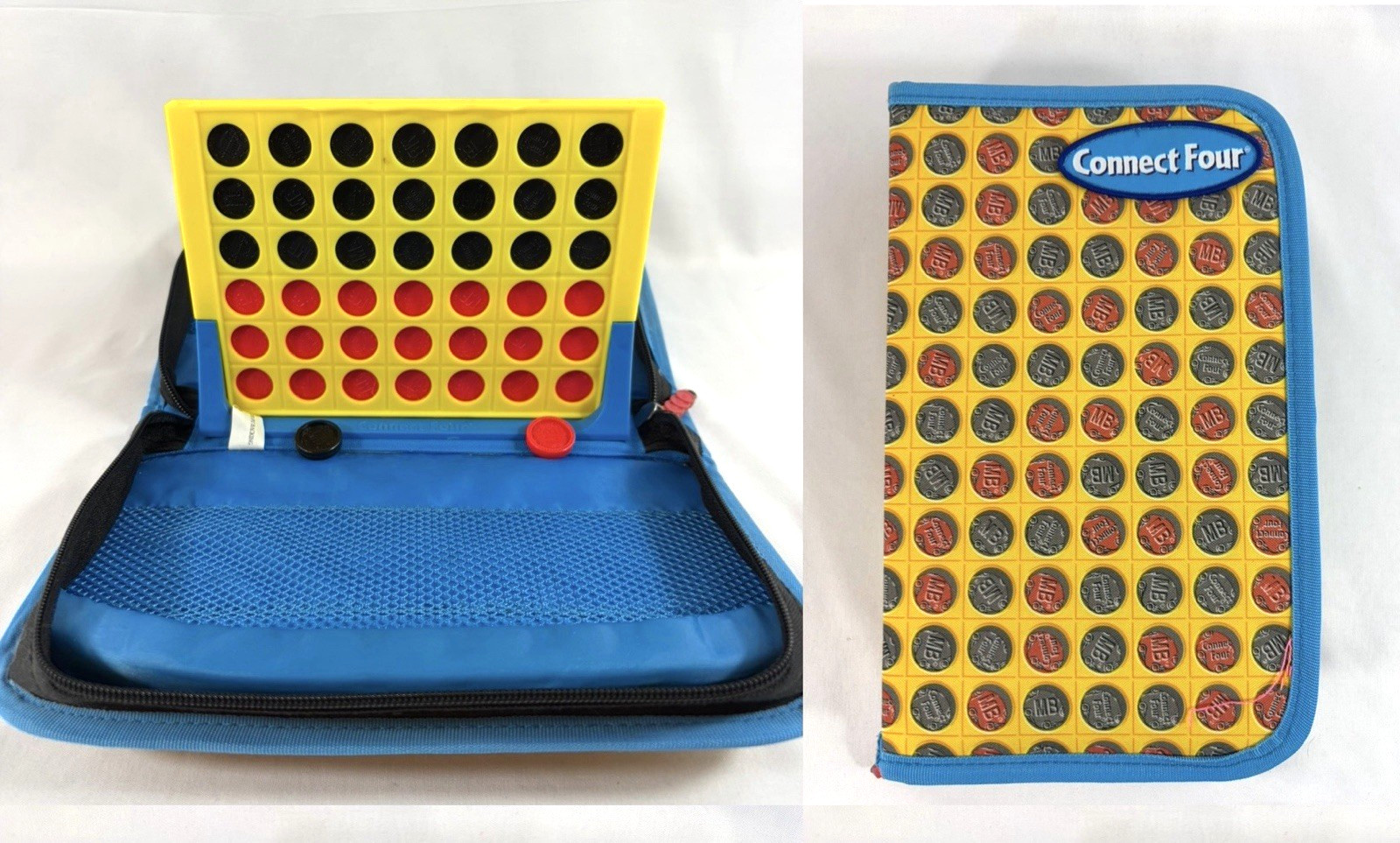 Connect 4 Four Travel Folio Board Game Zipper w Fabric Carrying Case Hasbro