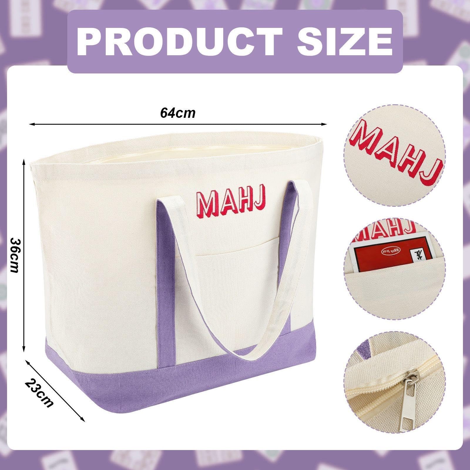 3 Pcs Empty Mahjong Canvas Bag Gift Embroidered American Mahjong Set Incl Til…