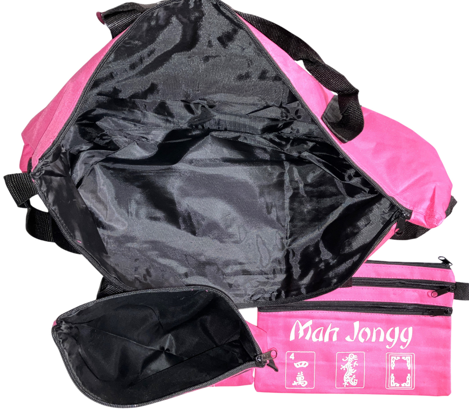 Mahjong Mahj Mah jong Carry PINK Empty Bag + 2 Pouches for Tiles + Bag for Rack