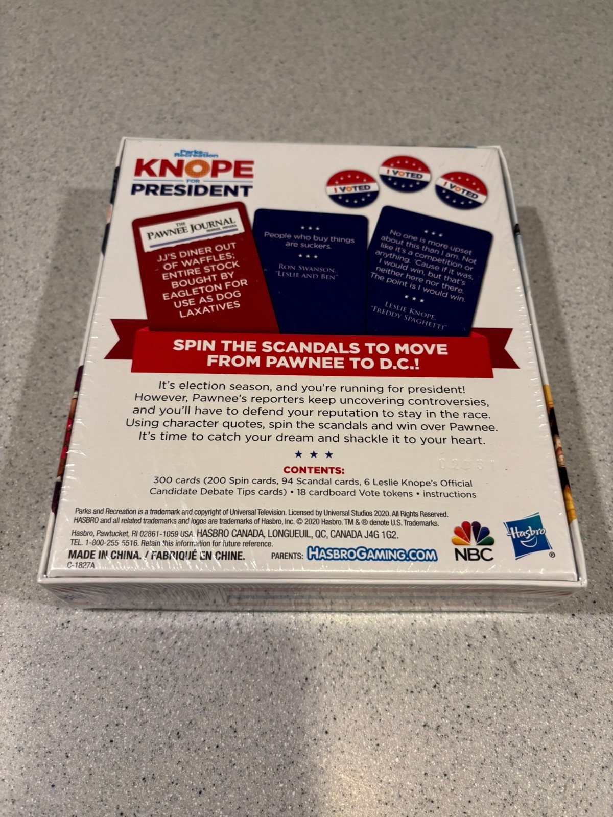 Knope for President-Parks & Recreation Hasbro Game New in Sealed Package