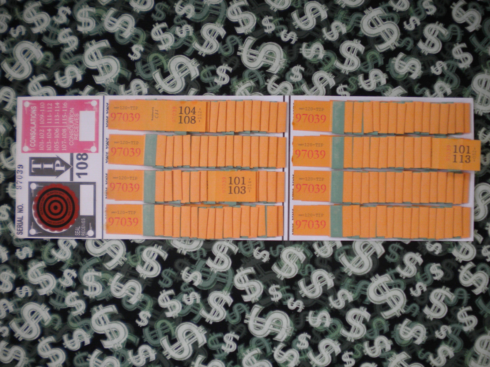 ( 1 Each ) ~ 120-P5 REGULAR “NOT Sure” TIP BOARDS {101-116} Pull Tab Jar Ticket