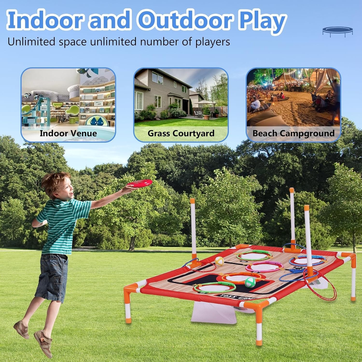 5-in-1 Carnival Game Set: Outdoor & Indoor Fun for Kids and Adults, Orange