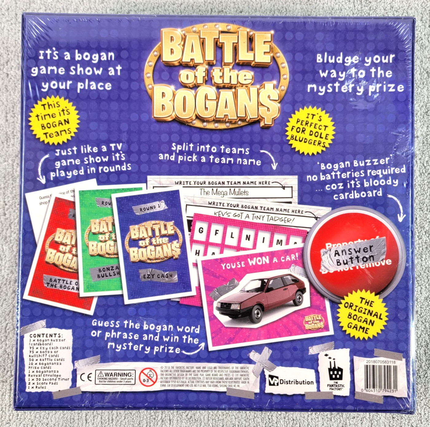 Battle Of The Bogans Team Party Game The Fantastic Factory Australia RARE NEW