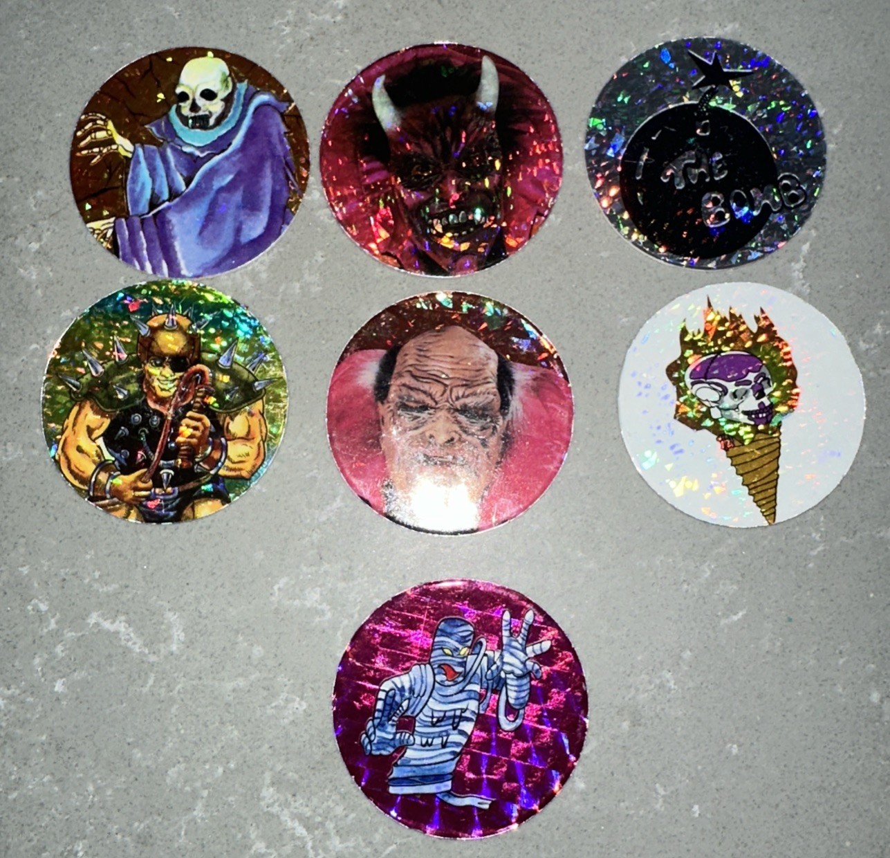 VINTAGE 1990s Lot of 104 POISON Skull Bones Pogs Slammer Whammers Milk Caps