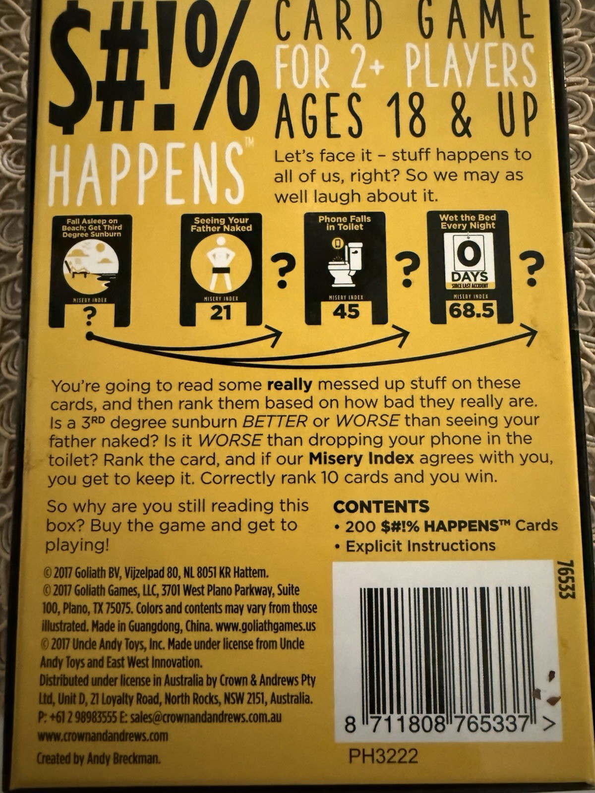 Sh!t Happens Card Game, 50 Shades of Sh!t Edition, 2+ Players Ages 18+
