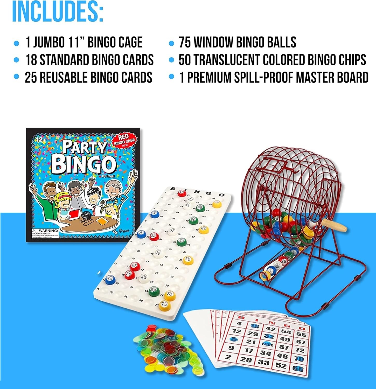 Classic Red Bingo Game Kit with 75 Balls & 18 Cards – Adults