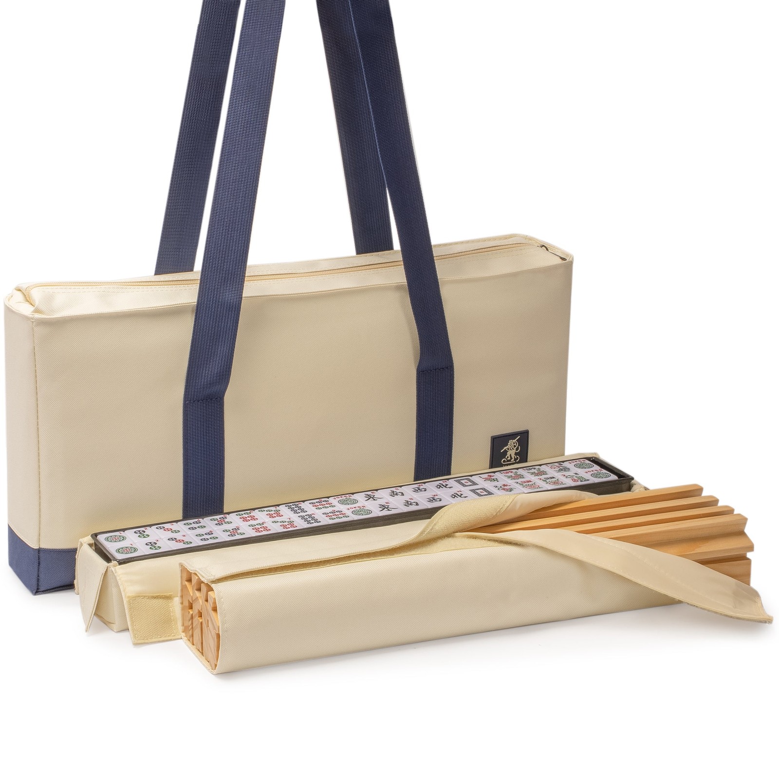 American Mahjong HARBOR TIDE Blue Tiles Beige Bag Rack/Pusher FX-AM009-A New