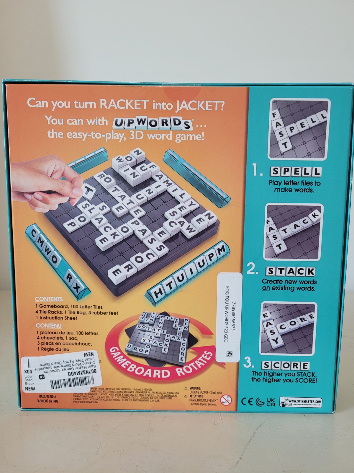 Upwords Game 2022 Version Strategic Word Building Board Game for All Ages