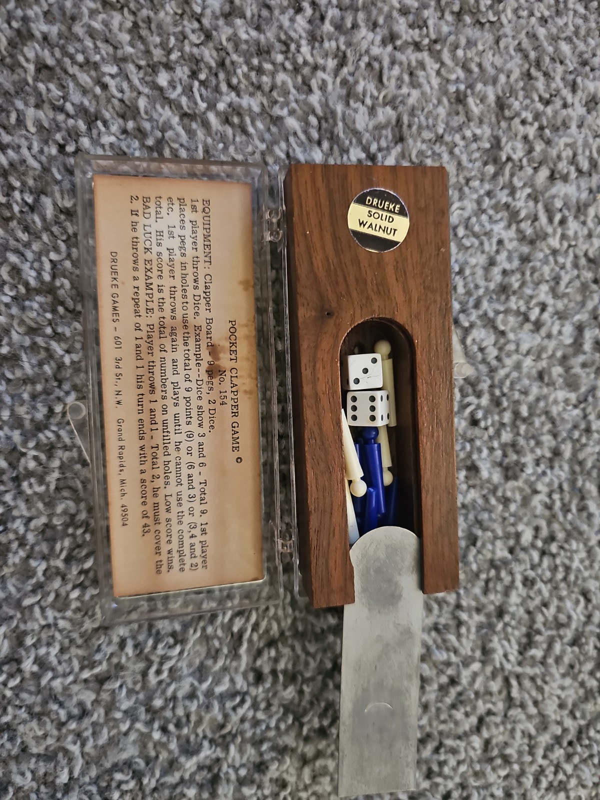 Vintage Drueke Wooden Puzzle • Poclet Clapper Game• Brain Teaser •